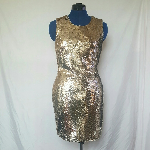NWT! Ark & Co Gold Sequin Dress - Picture 2 of 7
